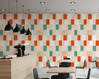 Sunwashed Modern Geometric Terracotta Sage Wallpaper⁠