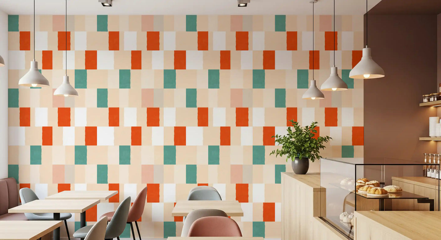 Sunwashed Modern Geometric Terracotta Sage Wallpaper⁠