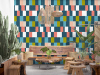 Sunwashed Modern Geometric Deep Coastal Wallpaper⁠