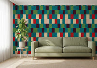 Sunwashed Modern Geometric Jewel Tone Wallpaper⁠
