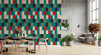 Sunwashed Modern Geometric Jewel Tone Wallpaper⁠