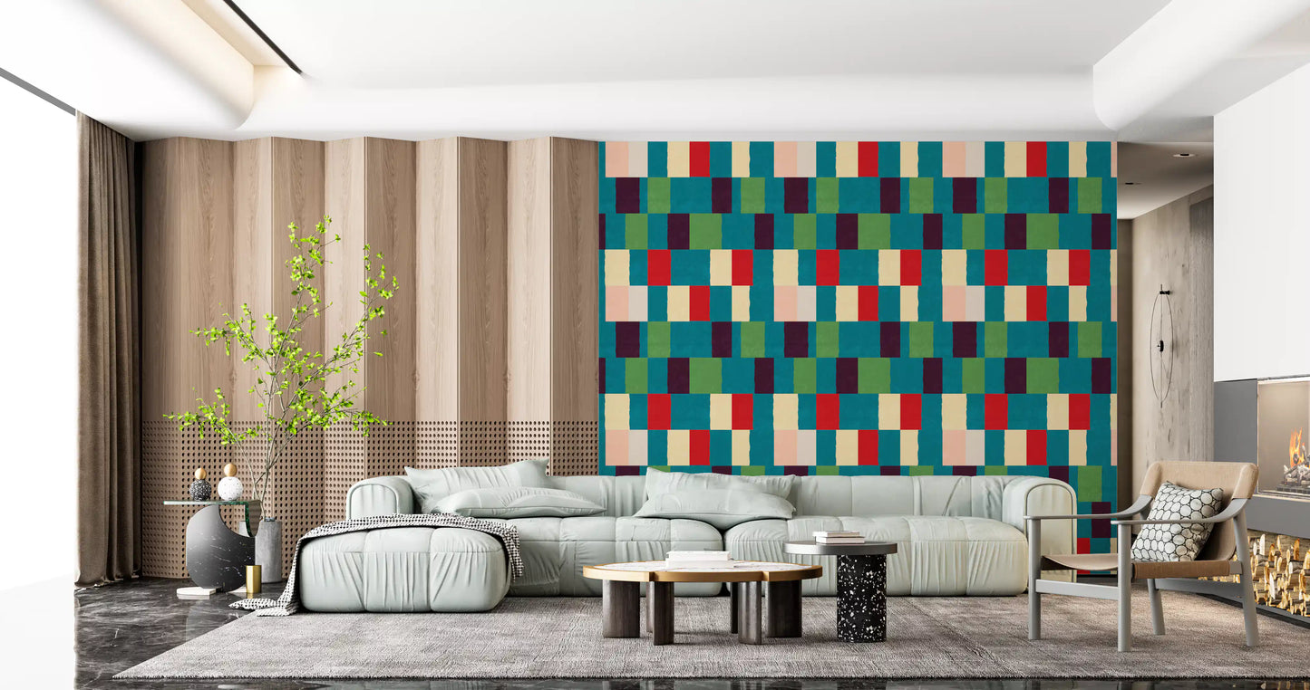 Sunwashed Modern Geometric Jewel Tone Wallpaper⁠