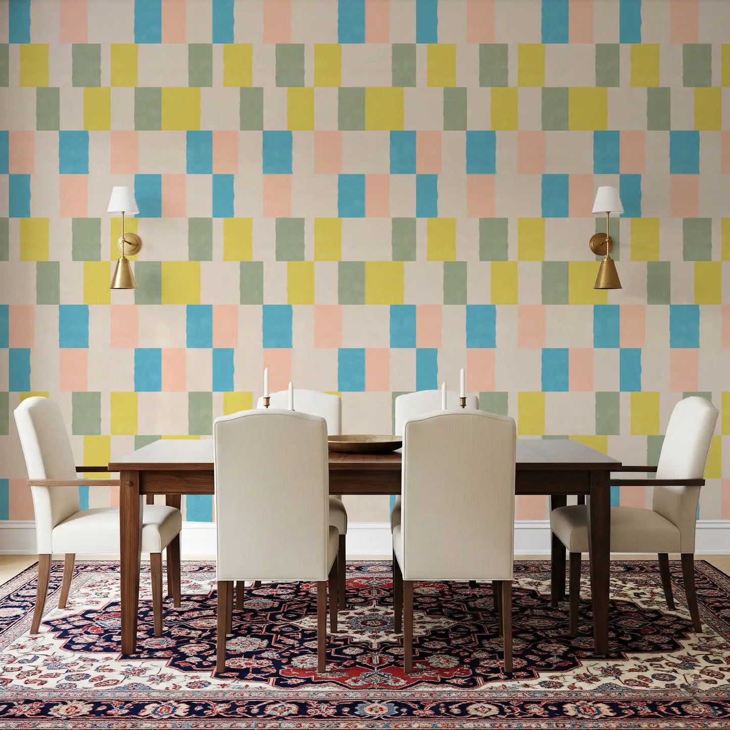 Sunwashed Modern Geometric Coastal Blue Wallpaper⁠