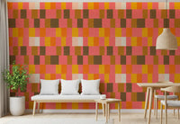 Sunwashed Modern Geometric Sunset Clay Wallpaper⁠