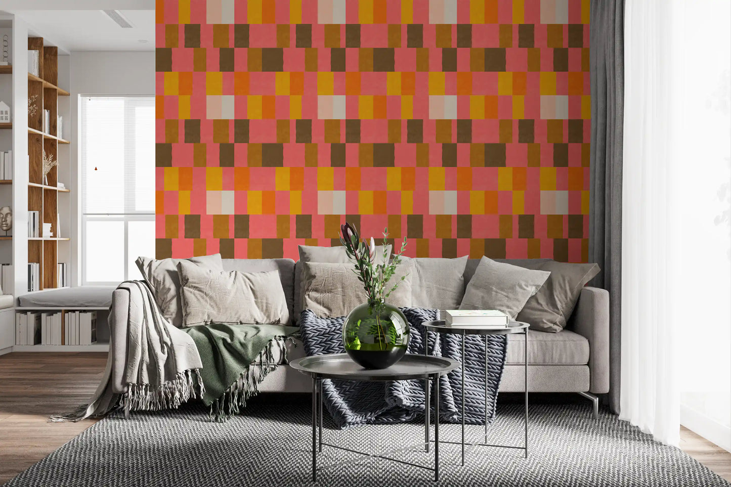 Sunwashed Modern Geometric Sunset Clay Wallpaper⁠