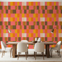 Sunwashed Modern Geometric Sunset Clay Wallpaper⁠