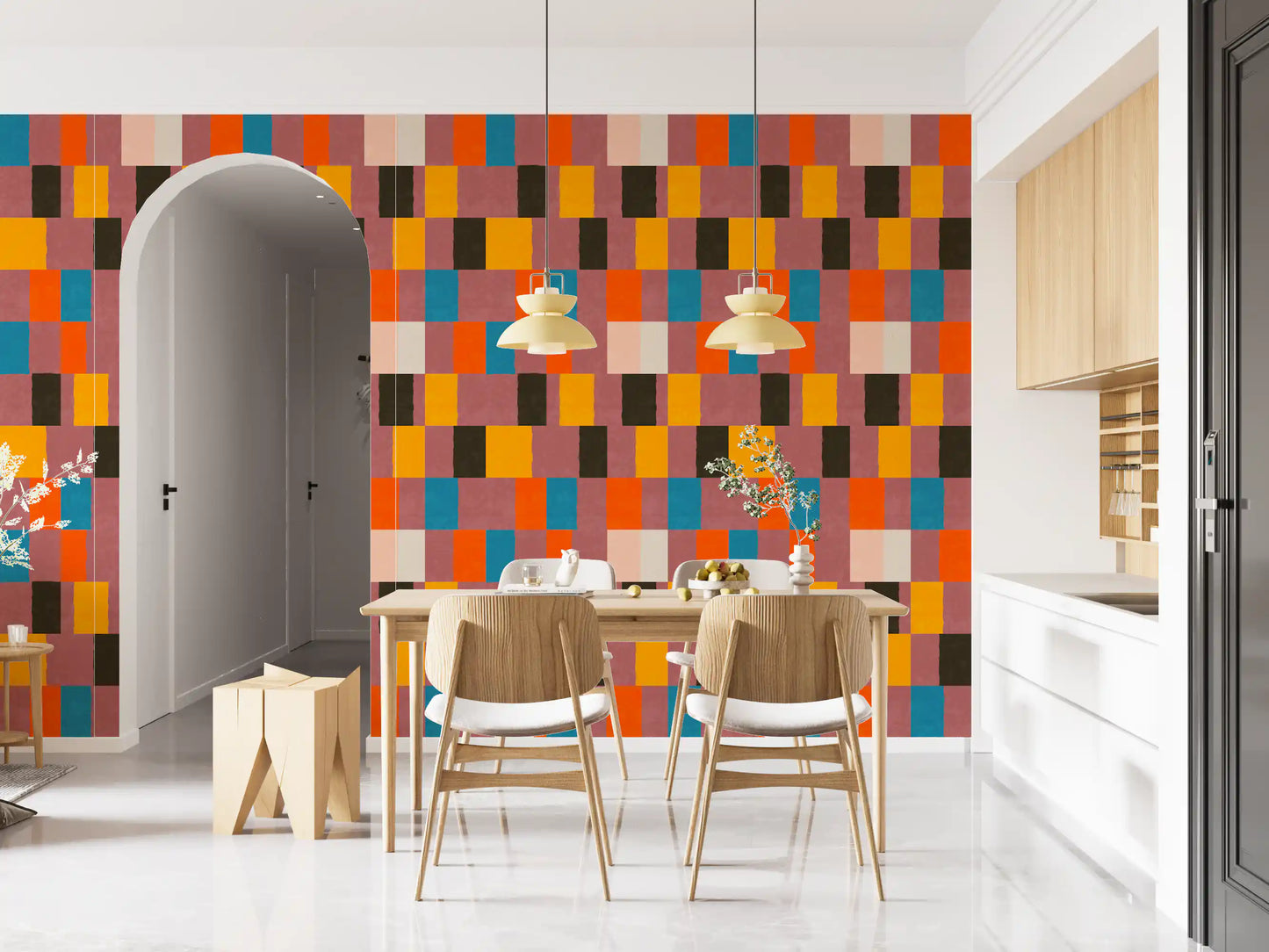 Sunwashed Modern Geometric Desert Sunset Wallpaper⁠