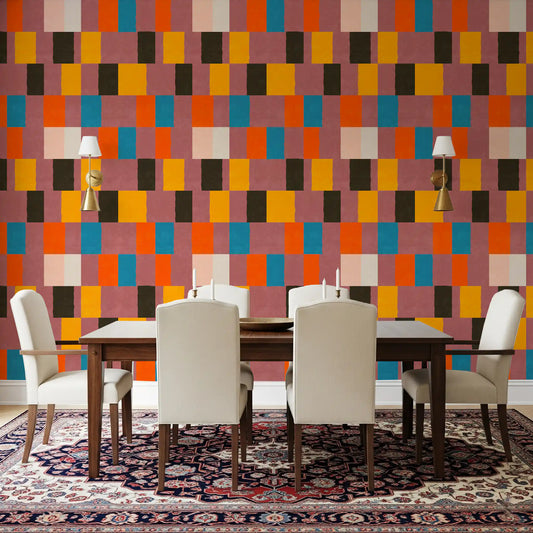Sunwashed Modern Geometric Desert Sunset Wallpaper⁠