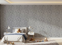 Walking tigers stride down this Vintage Monochrome Tiger wallpaper in pale gray.