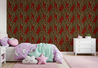 Carved line work shapes each big-cat figure on this Tiger Stripes wallpaper.