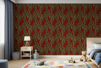 Prowling tigers move across this premium wallpaper in golden tan and cocoa stripes.