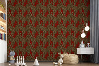 Imperial Crimson Tiger wallpaper warms a bold Nursery room with prowling feline stripes.