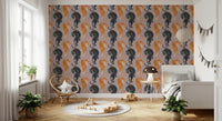 Behind a Kids bedroom, two bold cats stalk over the Imperial Tiger wallpaper repeat.