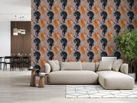 Cool teal-black striping plays against warm gold fur in this Tiger Shadow wallpaper.