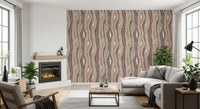 Organic Wavy Woodgrain Vertical Stripes - Earthy Mauve Wallpaper⁠