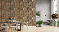 Organic Wavy Woodgrain Vertical Stripes - Earthy Bark Wallpaper⁠