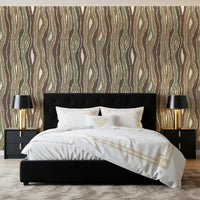 Organic Wavy Woodgrain Vertical Stripes - Earthy Sage Wallpaper⁠