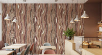 Organic Wavy Woodgrain Vertical Stripes - Earthy Clay Wallpaper⁠