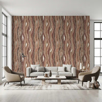Organic Wavy Woodgrain Vertical Stripes - Earthy Clay Wallpaper⁠