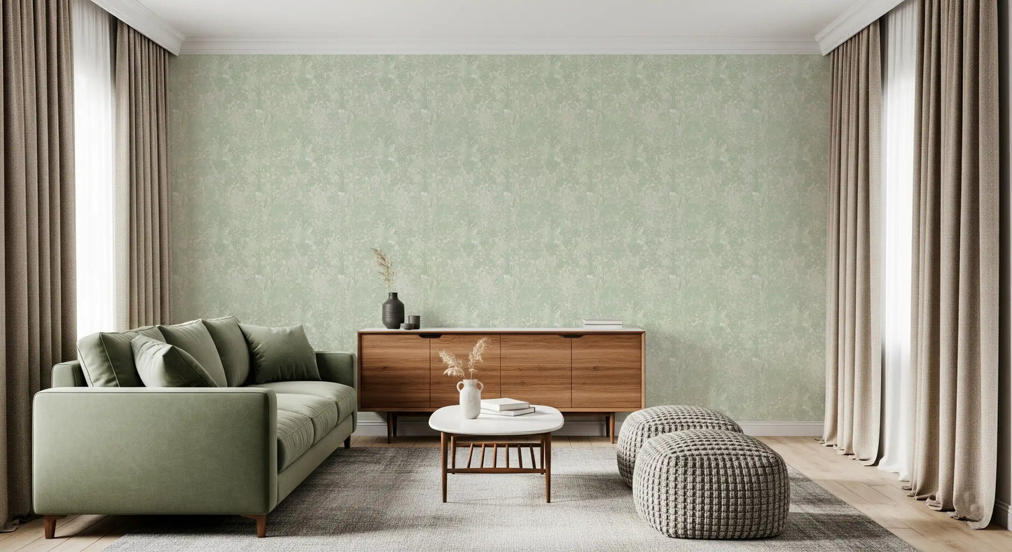 Sage Woodland and Hidden Wildlife Wallpaper⁠