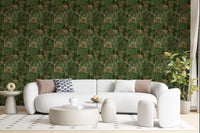 Enchanted Botanical Jungle and Hidden Panthers Wallpaper⁠