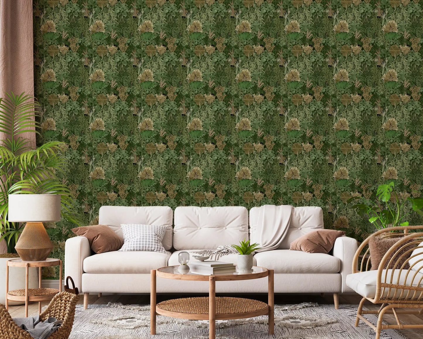 Enchanted Botanical Jungle and Hidden Panthers Wallpaper⁠