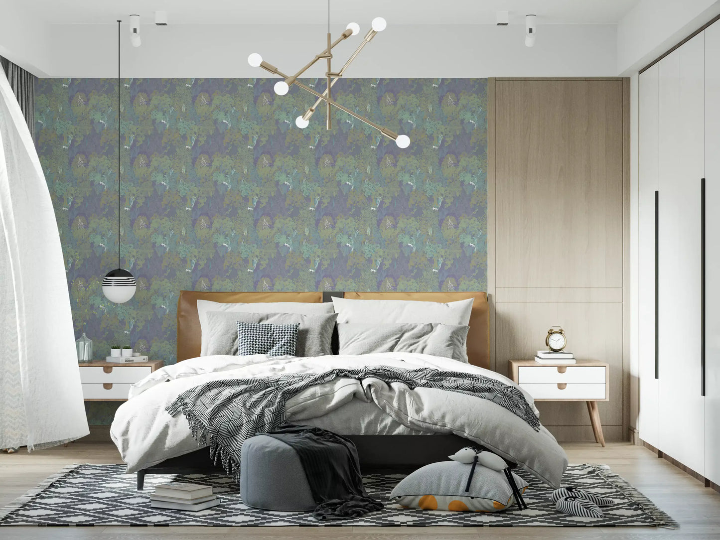 Sage and Lilac Botanical Jungle Tapestry Wallpaper Wallpaper⁠