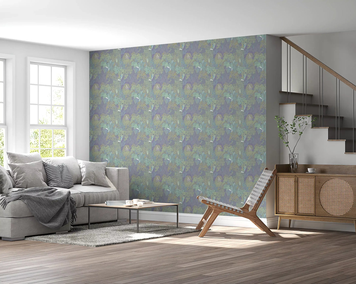 Sage and Lilac Botanical Jungle Tapestry Wallpaper Wallpaper⁠