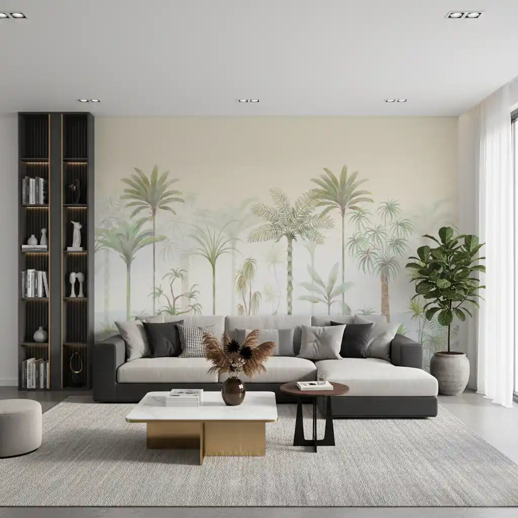 Whispering Palms Watercolor Jungle Mural Wall Mural