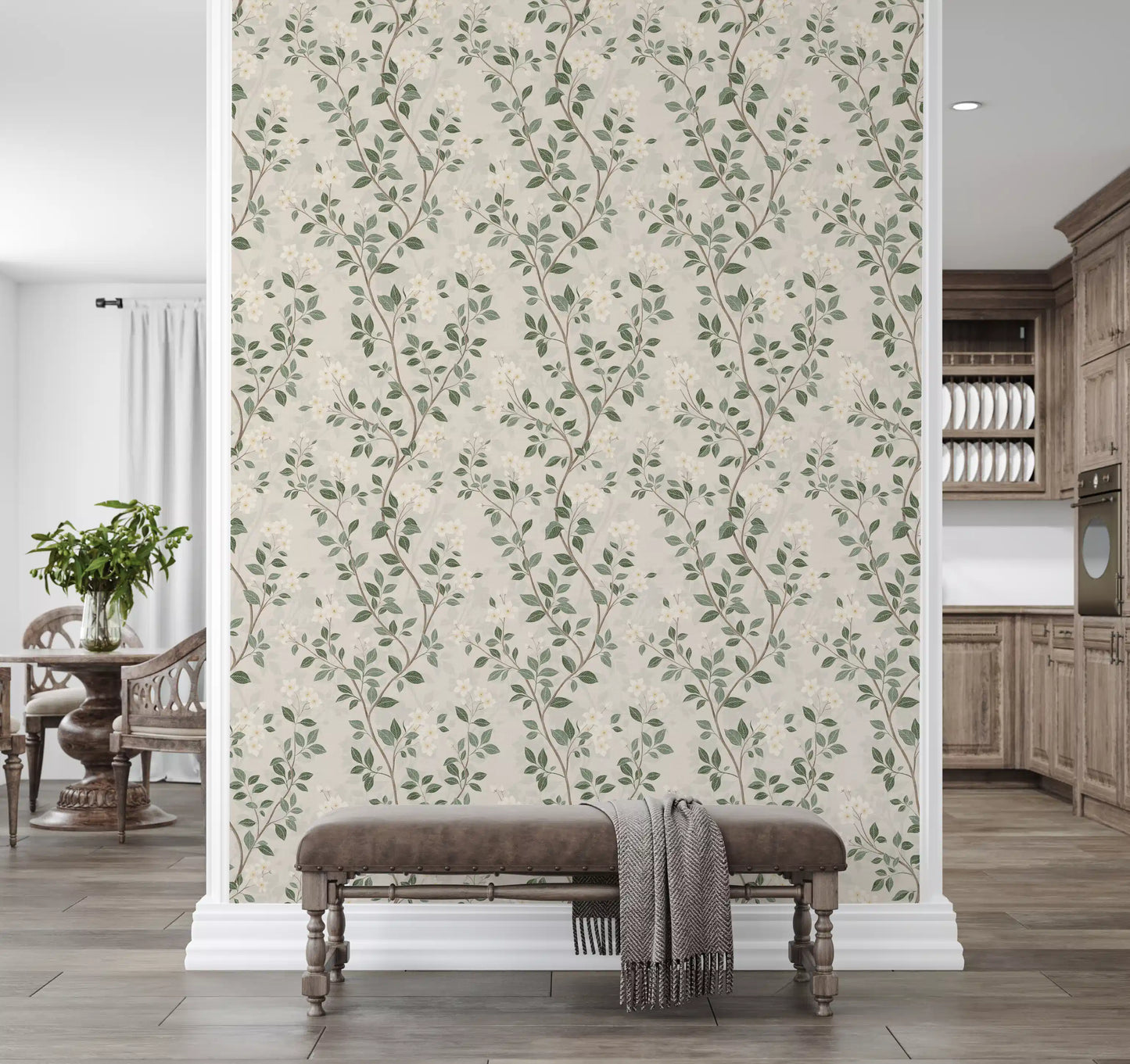 Serene Jasmine Branches Botanical Wallpaper Wallpaper⁠