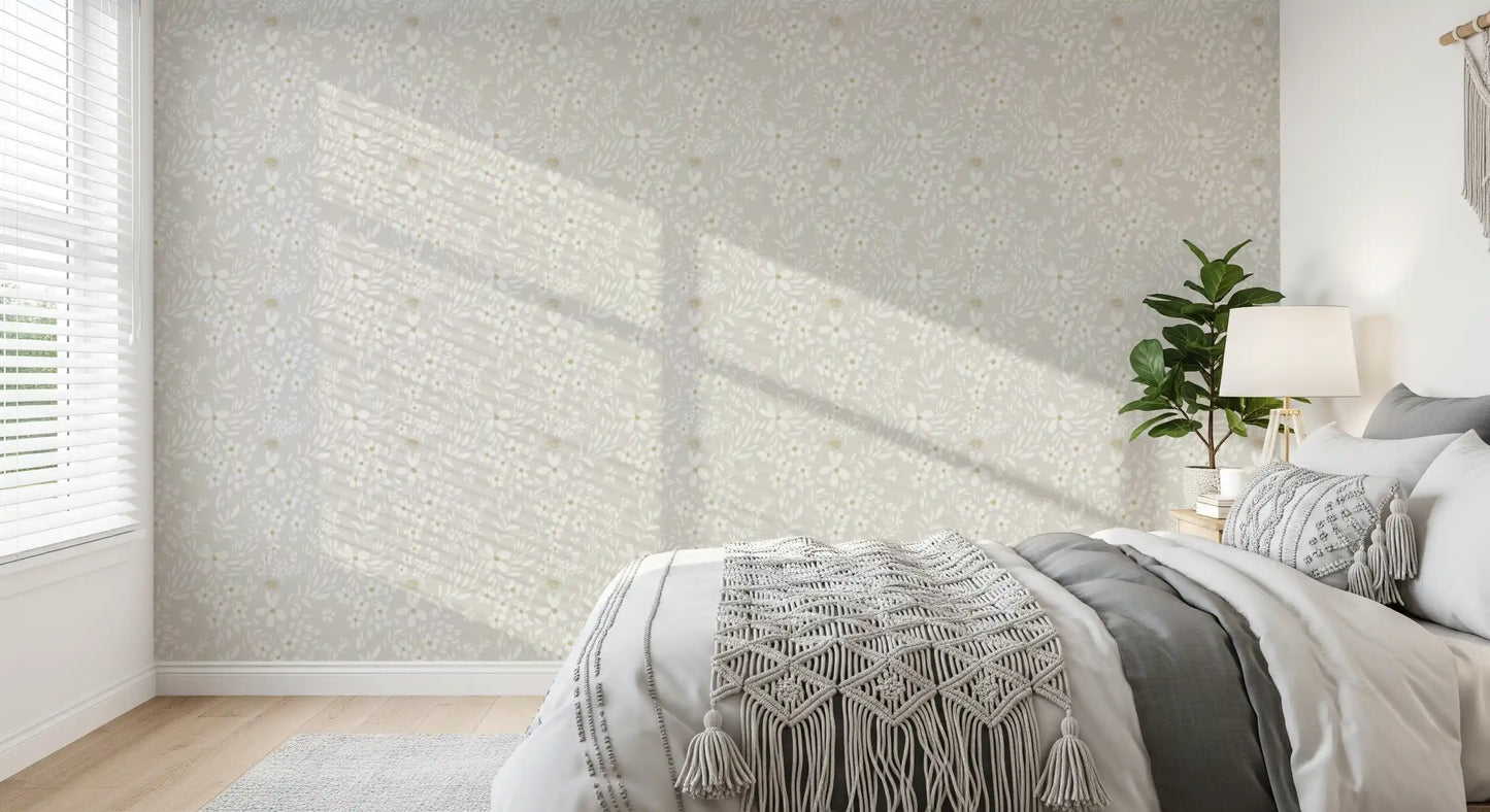Delicate Meadow Silhouette Neutral Wallpaper Wallpaper⁠