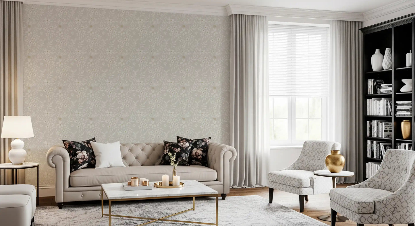 Delicate Meadow Silhouette Neutral Wallpaper Wallpaper⁠