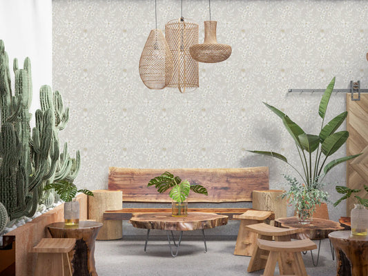 Delicate Meadow Silhouette Neutral Wallpaper⁠