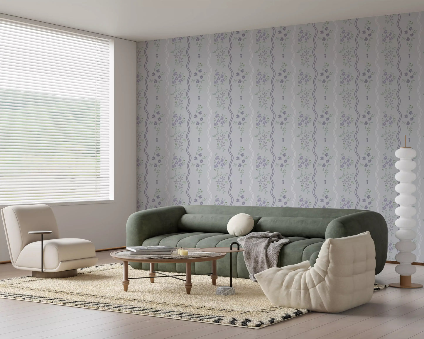 Vintage Lavender Trails Floral Wallpaper Wallpaper⁠