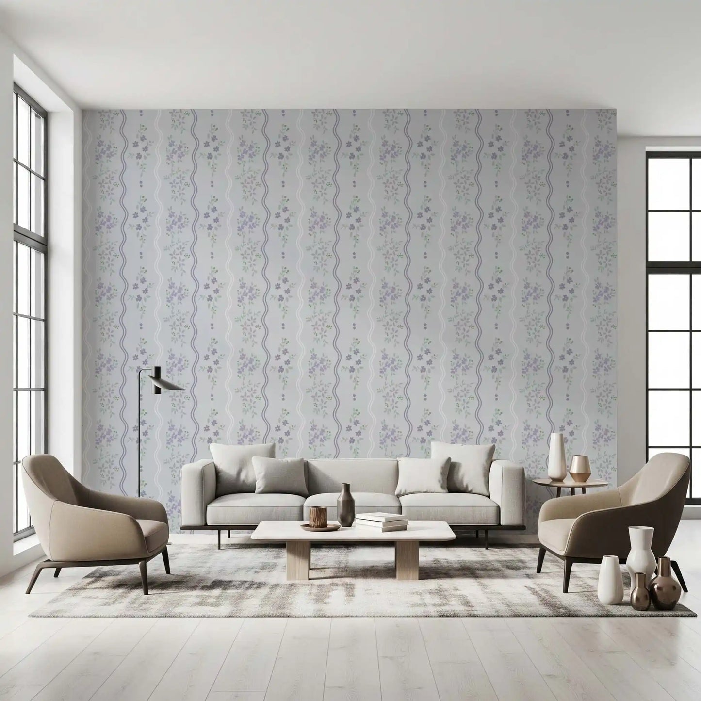 Vintage Lavender Trails Floral Wallpaper Wallpaper⁠