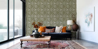 Olive Meadow Wavy Stripe Wallpaper Wallpaper⁠
