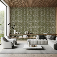 Olive Meadow Wavy Stripe Wallpaper Wallpaper⁠