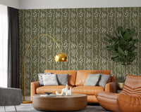 Olive Meadow Wavy Stripe Wallpaper Wallpaper⁠