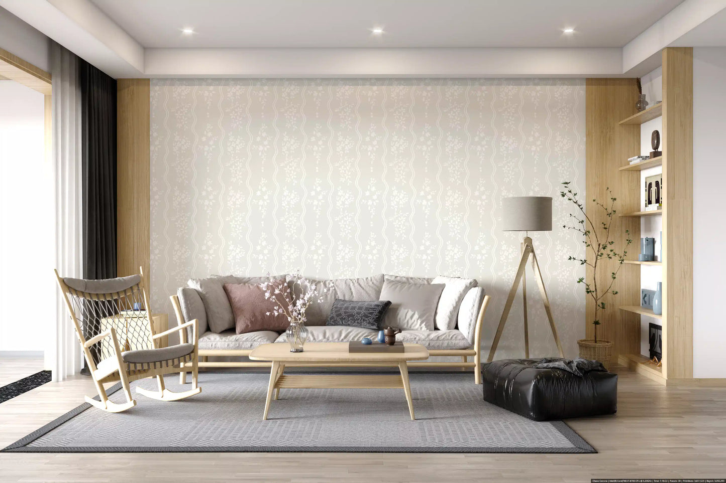 Serene Nordic Meadows Beige Wallpaper Wallpaper⁠