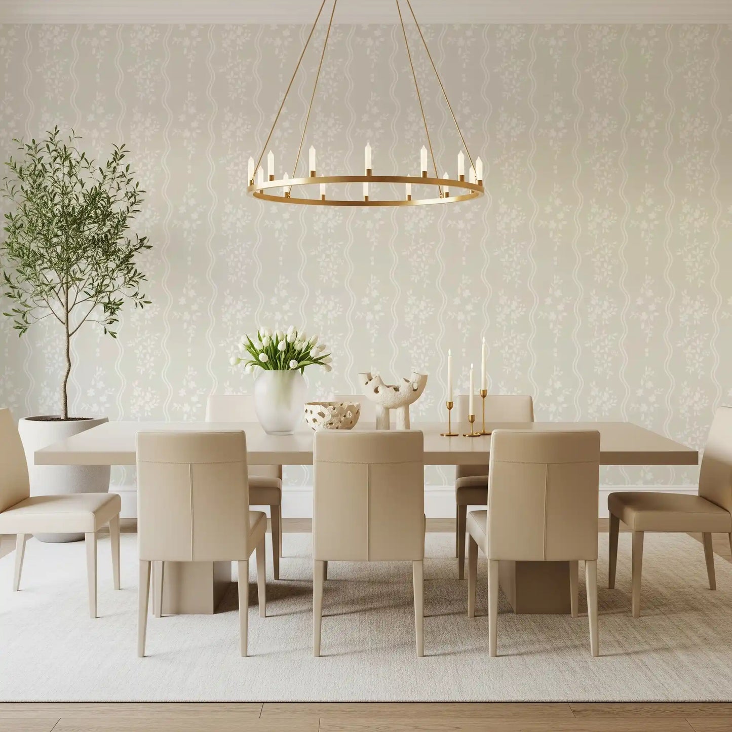 Serene Nordic Meadows Beige Wallpaper Wallpaper⁠