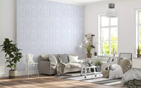 Whispering Meadow Pastel Blue Floral Stripe Wallpaper⁠