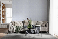 Whispering Meadow Pastel Blue Floral Stripe Wallpaper⁠