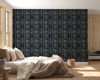 Midnight Meadow Wavy Floral Wallpaper Wallpaper⁠
