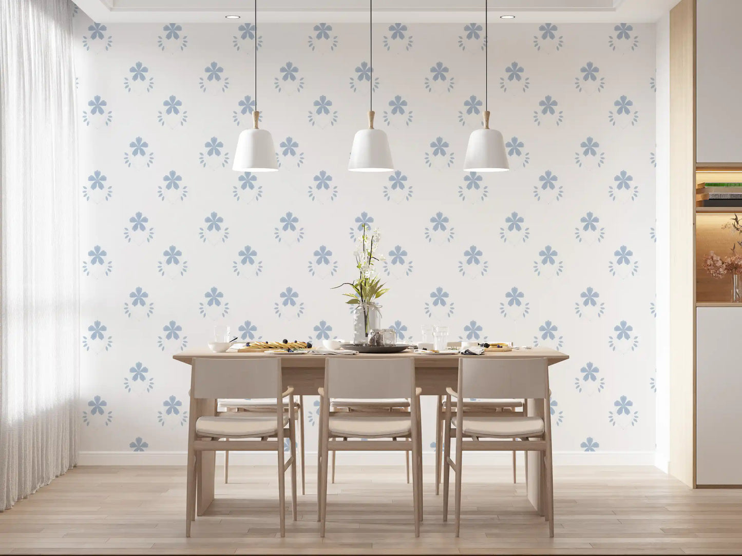 Serene Scandi Blue Blossom Wallpaper Wallpaper⁠