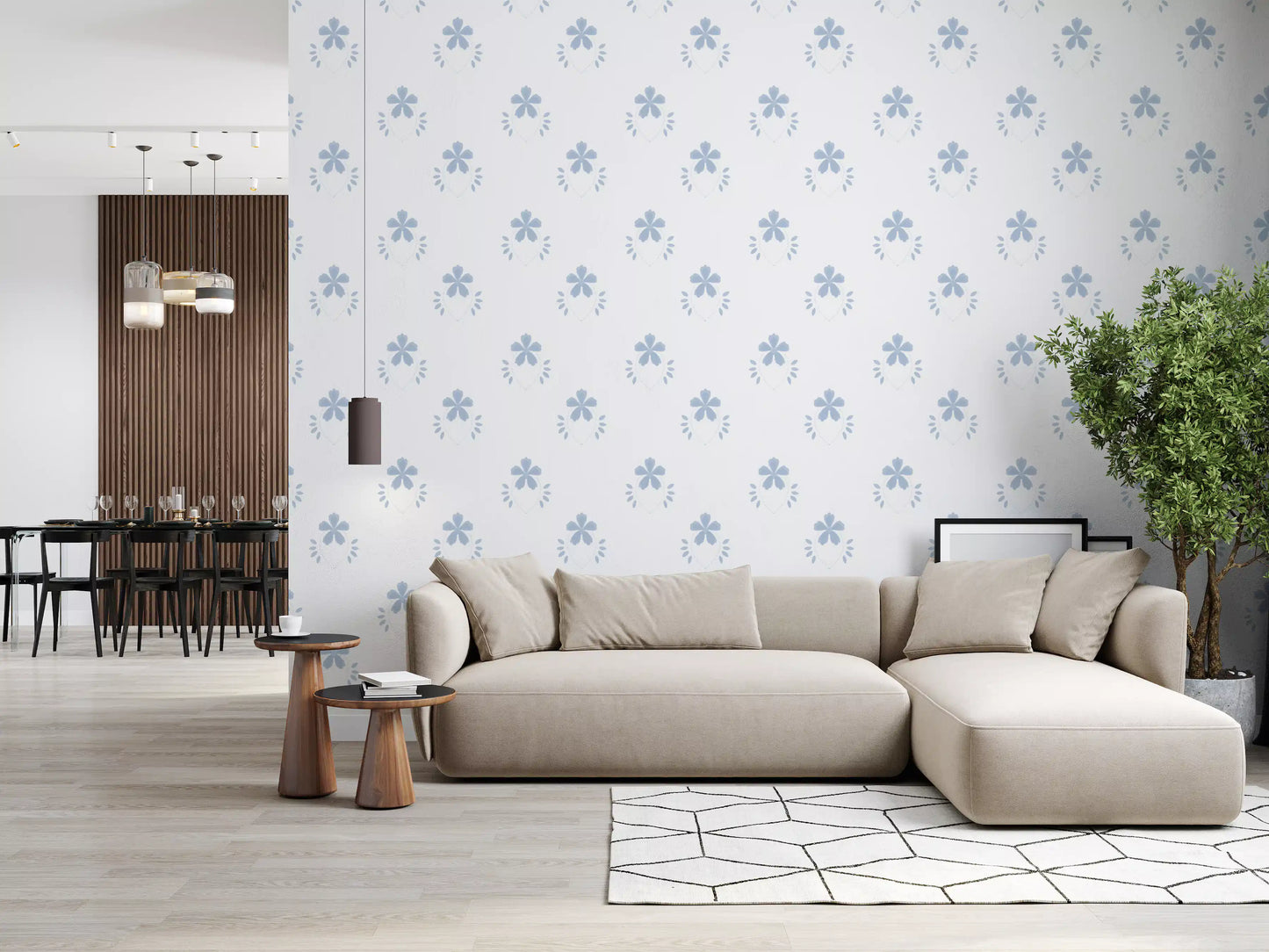Serene Scandi Blue Blossom Wallpaper Wallpaper⁠