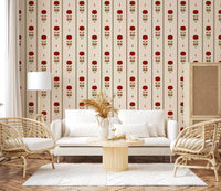 Vintage Heritage Red Floral Stripe Wallpaper Wallpaper⁠