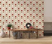 Vintage Heritage Red Floral Stripe Wallpaper Wallpaper⁠