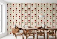 Vintage Heritage Red Floral Stripe Wallpaper Wallpaper⁠