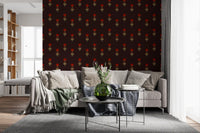 Crimson Mughal Blooms Wallpaper Wallpaper⁠
