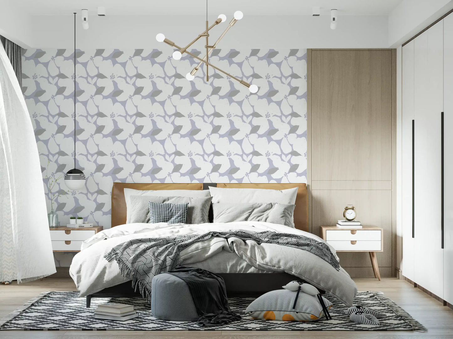 Nordic Blossom Soft Periwinkle Wallpaper Wallpaper⁠